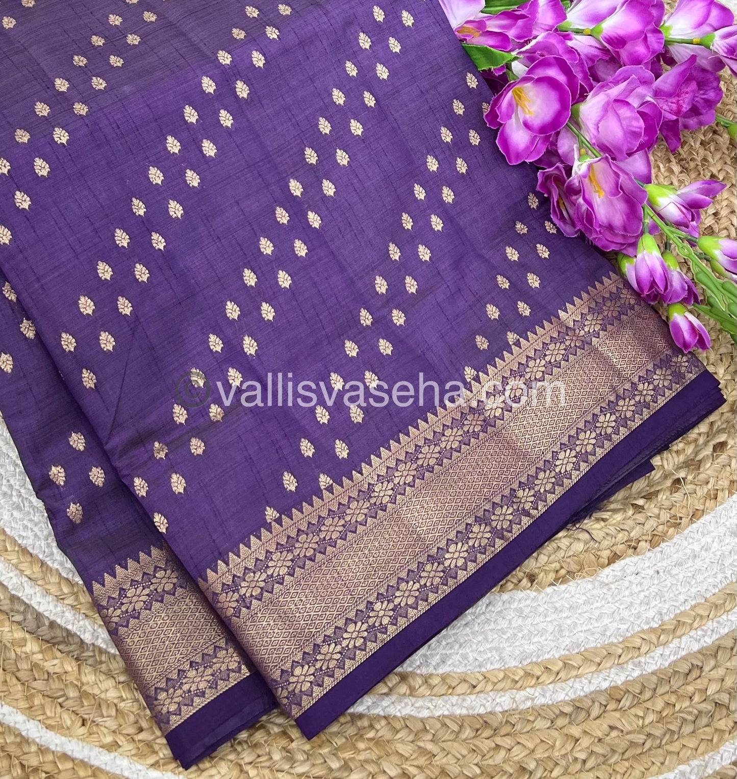 Semi Tussar Silk - Grand Pallu  - Purple Shade - VVSTS017