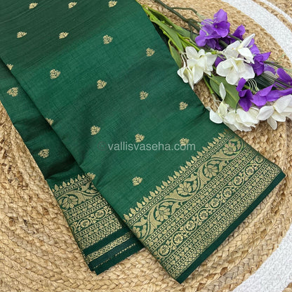 Semi Tussar Silk Saree - Dark Green Shade - VVSTS008