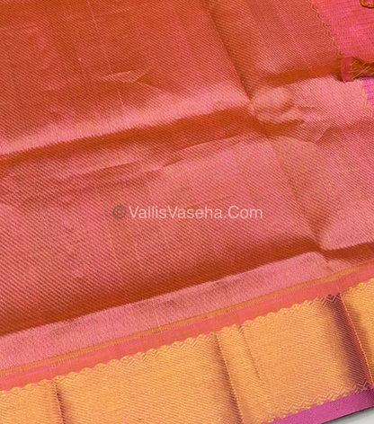 Pure Silk Cotton Saree - Mayil & Chakkaram Design - Green With Peach Shade - VVMC002