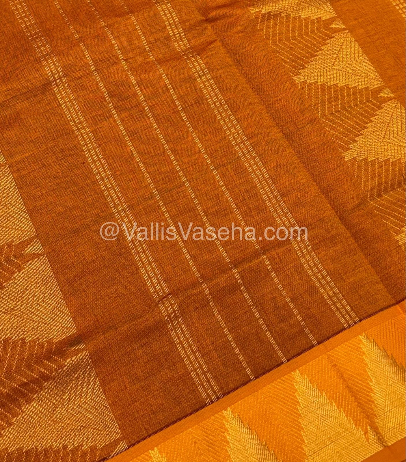 Semi Silk Cotton Saree -  Dark Violet  with mustard Shade - VVSSC002
