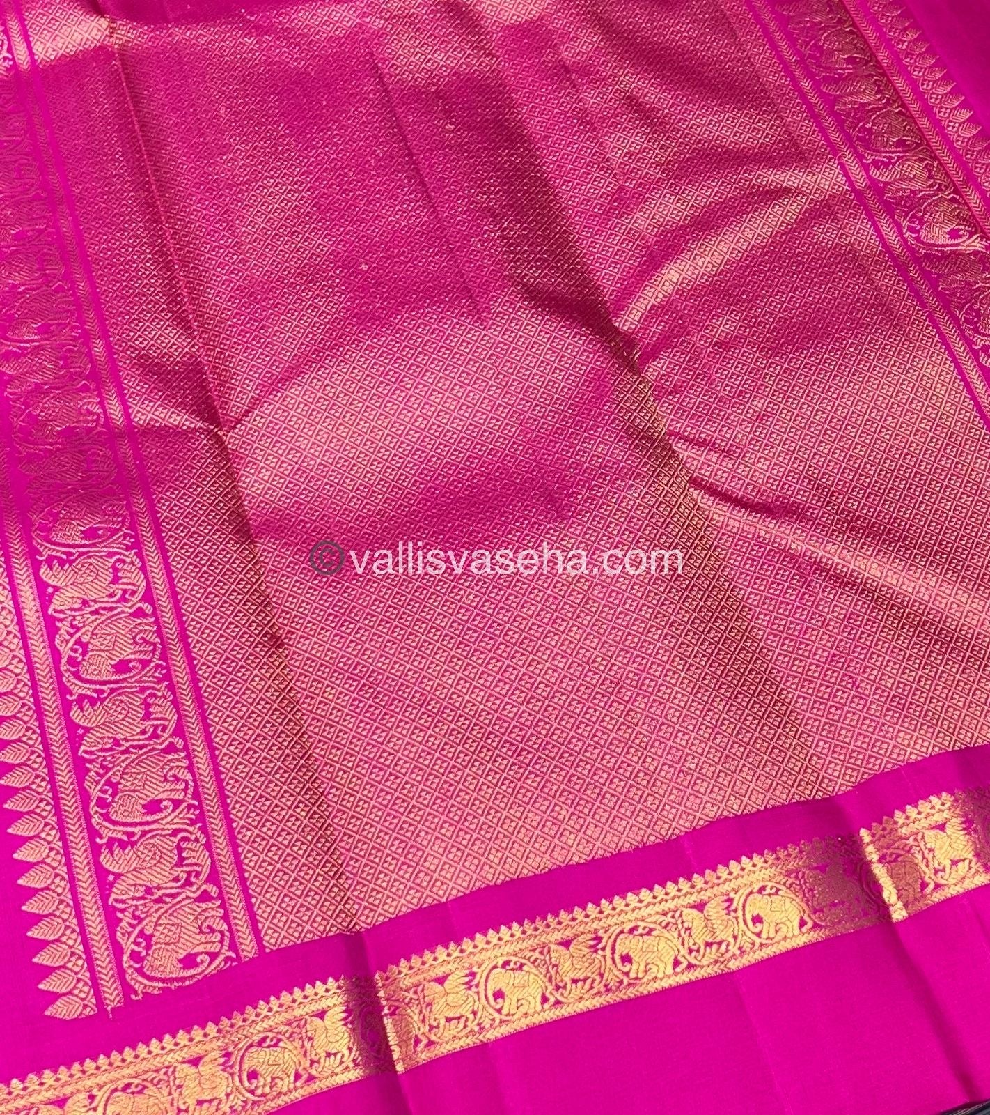 Pure Kanchipuram Silk Saree - Dual Tone Purple & Pink  Shade  - VVPS022