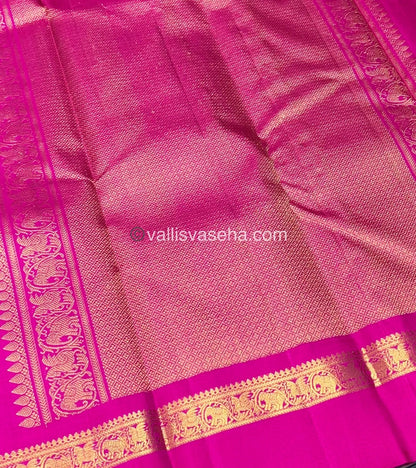 Pure Kanchipuram Silk Saree - Dual Tone Purple & Pink  Shade  - VVPS022