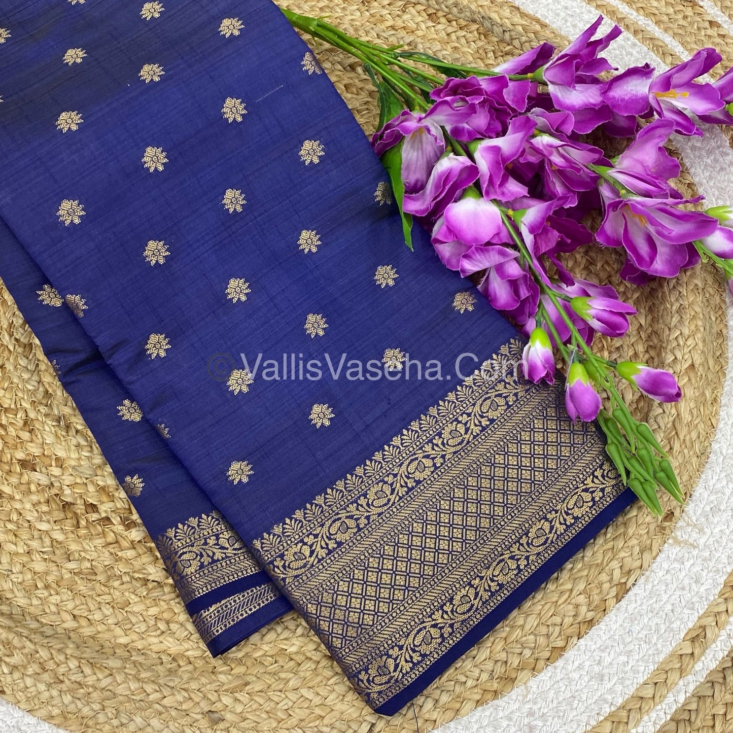 Semi Tussar Silk  - Navy Blue Shade  - VVSTS013