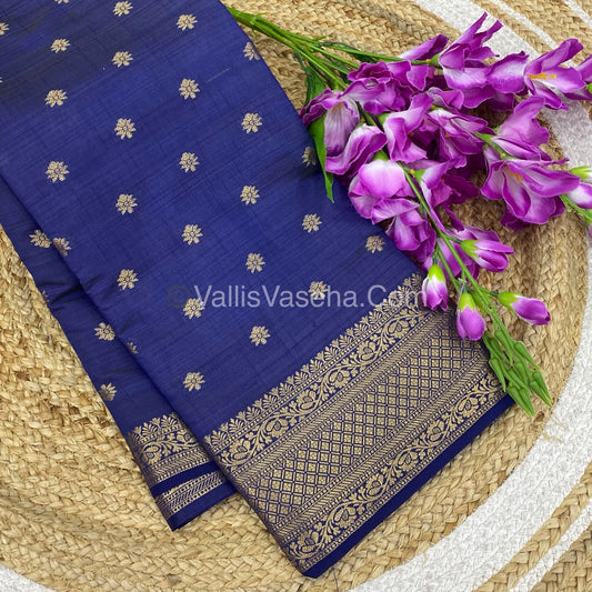 Semi Tussar Silk  - Navy Blue Shade  - VVSTS013