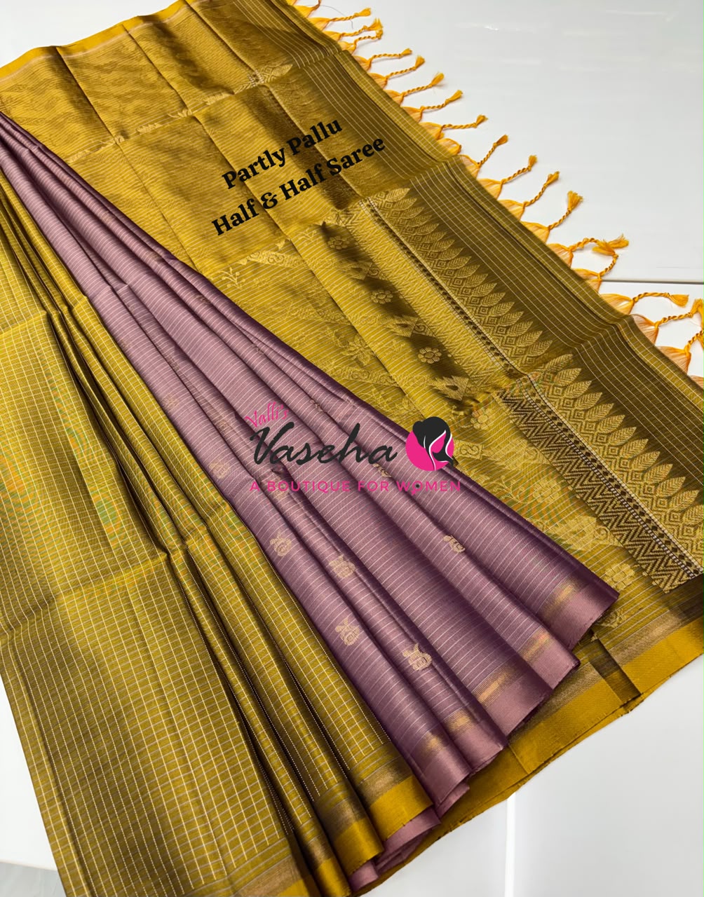 Pure Soft Silk Saree - Partly Pallu -  Half & Half Saree - VVPSS142