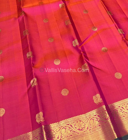 Pure Kanchipuram Silk Saree - Peachish Pink - VVPS011