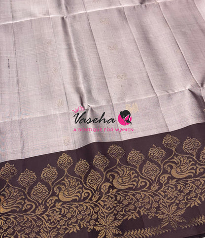 Pure Soft Silk Saree - Kind Of Grey & Wine Brown - VVPSS119