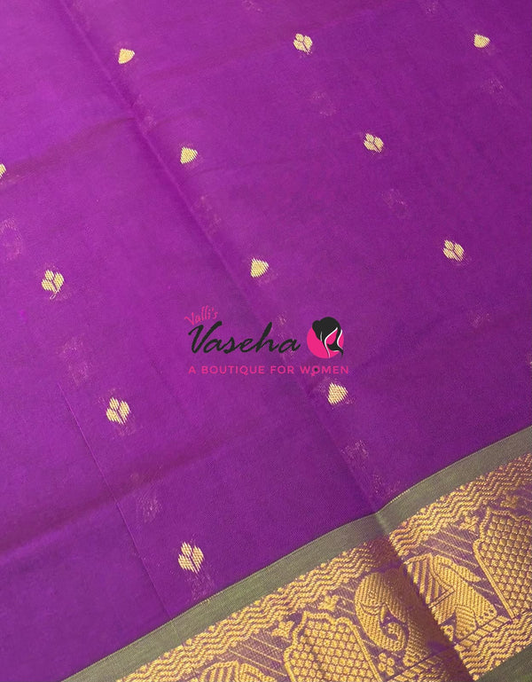 Semi Silk Cotton Saree | Small Leaf Butta Design |VVSSC010