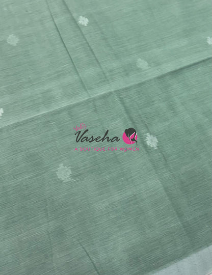 Bengal Kaddhi Cotton Saree | VVBKC002 | Pistal Green Shade