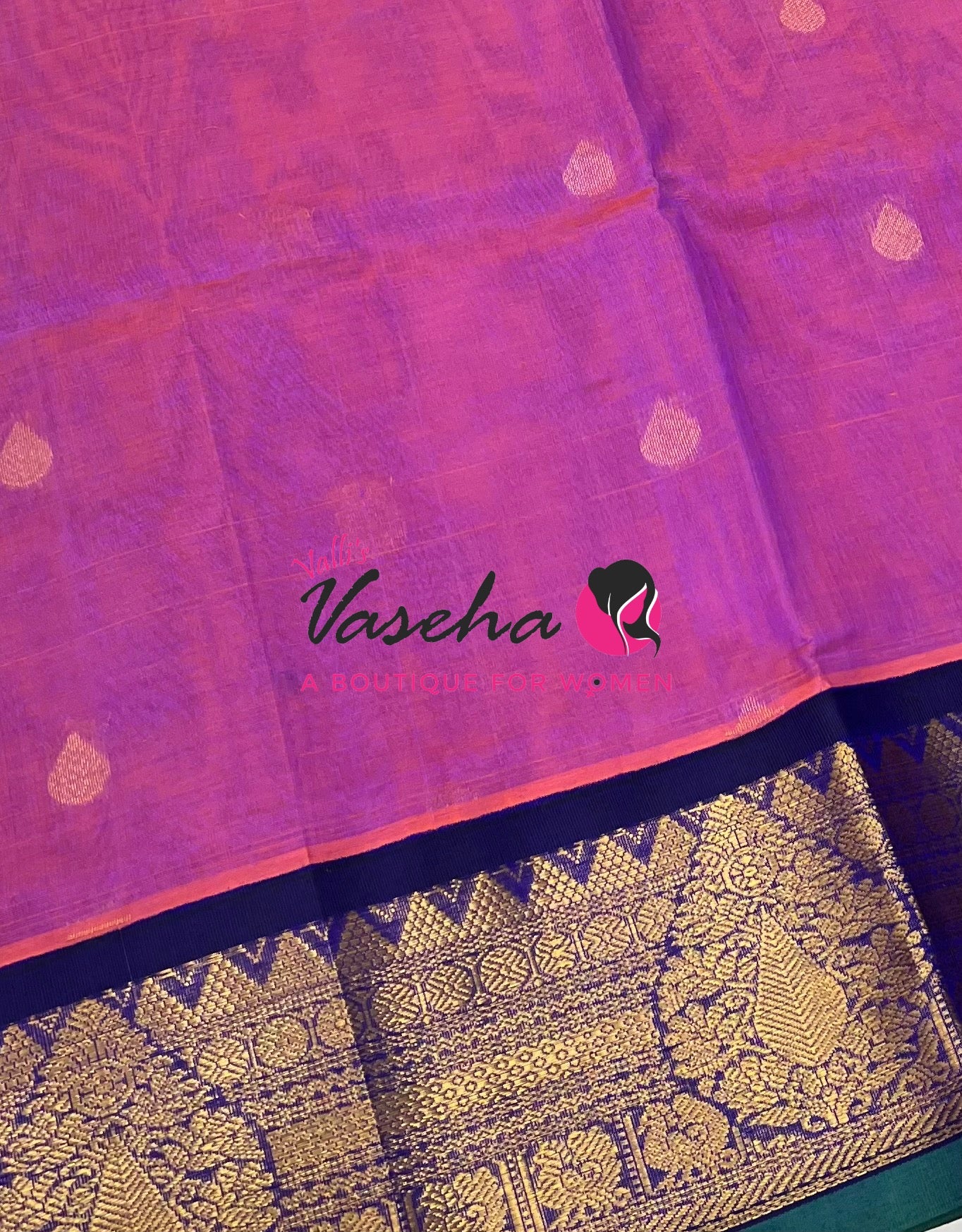 Pure Korvai Silk Cotton Saree - pinkish purple with purple- VVKSC019