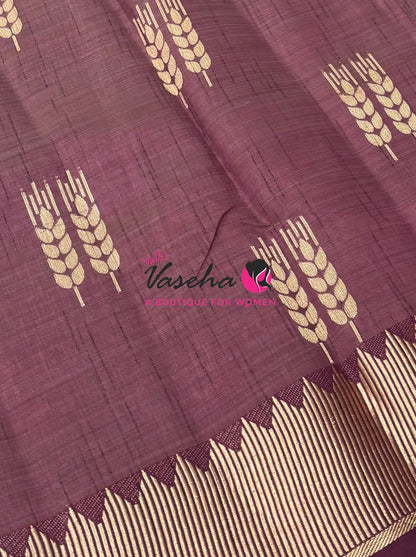 Semi Tussar Silk Saree | Wine Shade |VVSTS051