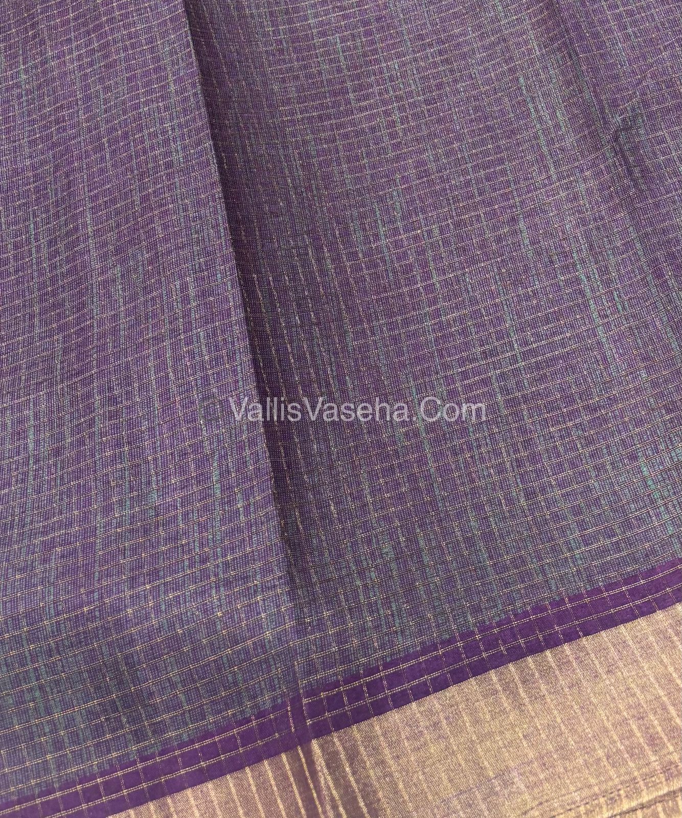 Light Weight Fancy Mixed Kota Cotton - Floral Design Printed Saree - Purple Shade - VVKPC002