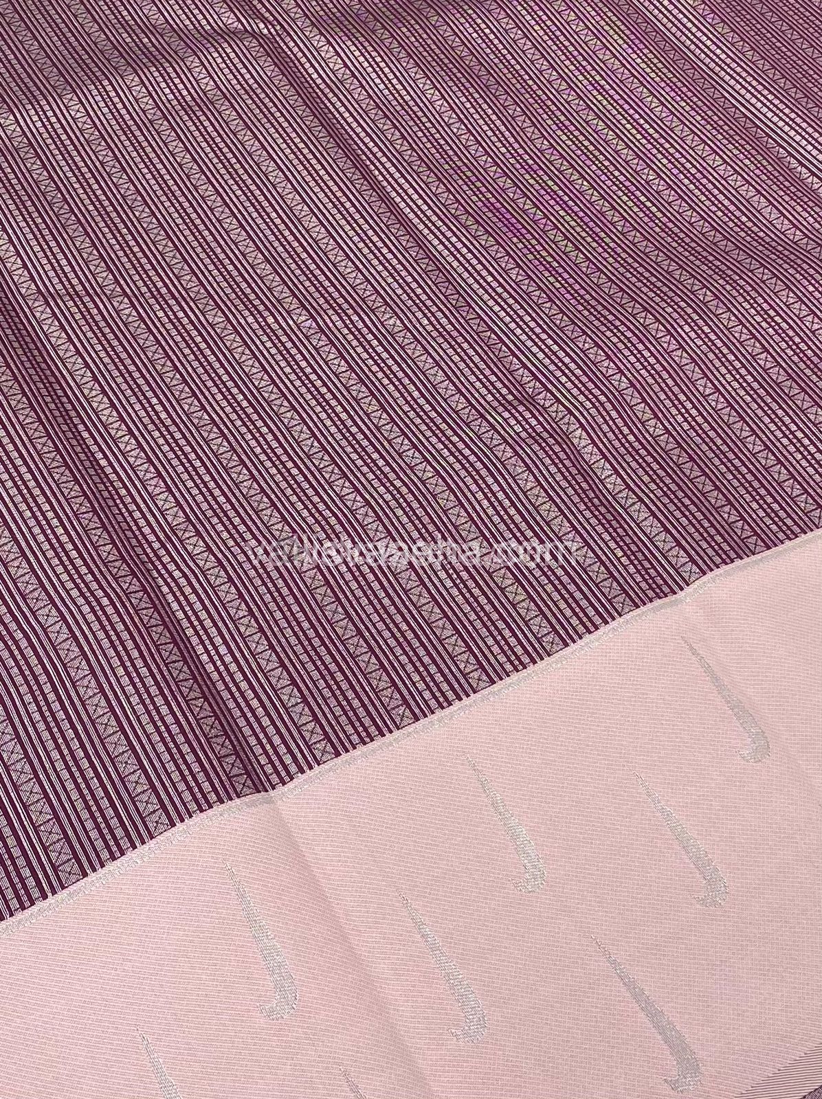 Kanchi Semi Silk - Shade of Wine Color with Light Pastel Onion Pink - VVKSS001