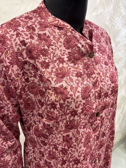 Slub Cotton -  Printed Kurti -  A - Line Cut - VVALK002