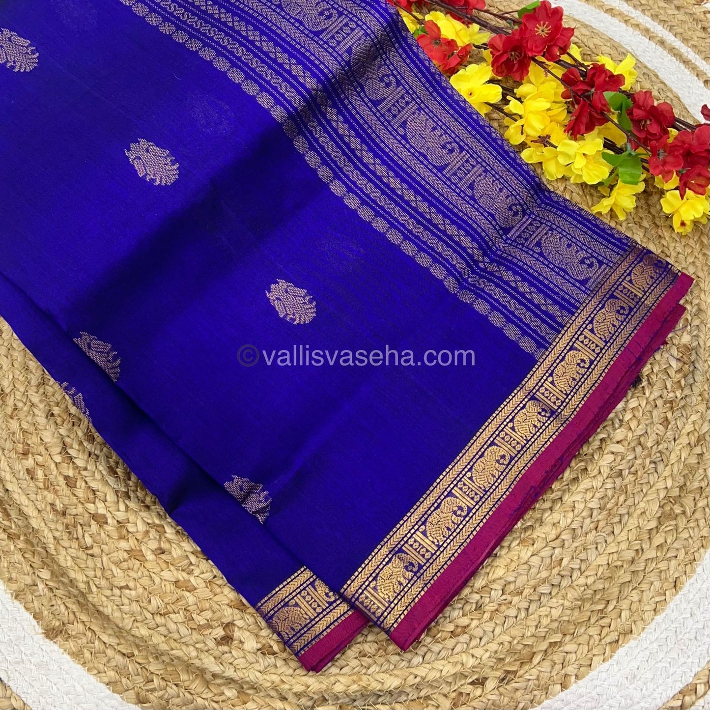 Pure Silk Cotton Saree - Retta Mayil Design - VVRMS001
