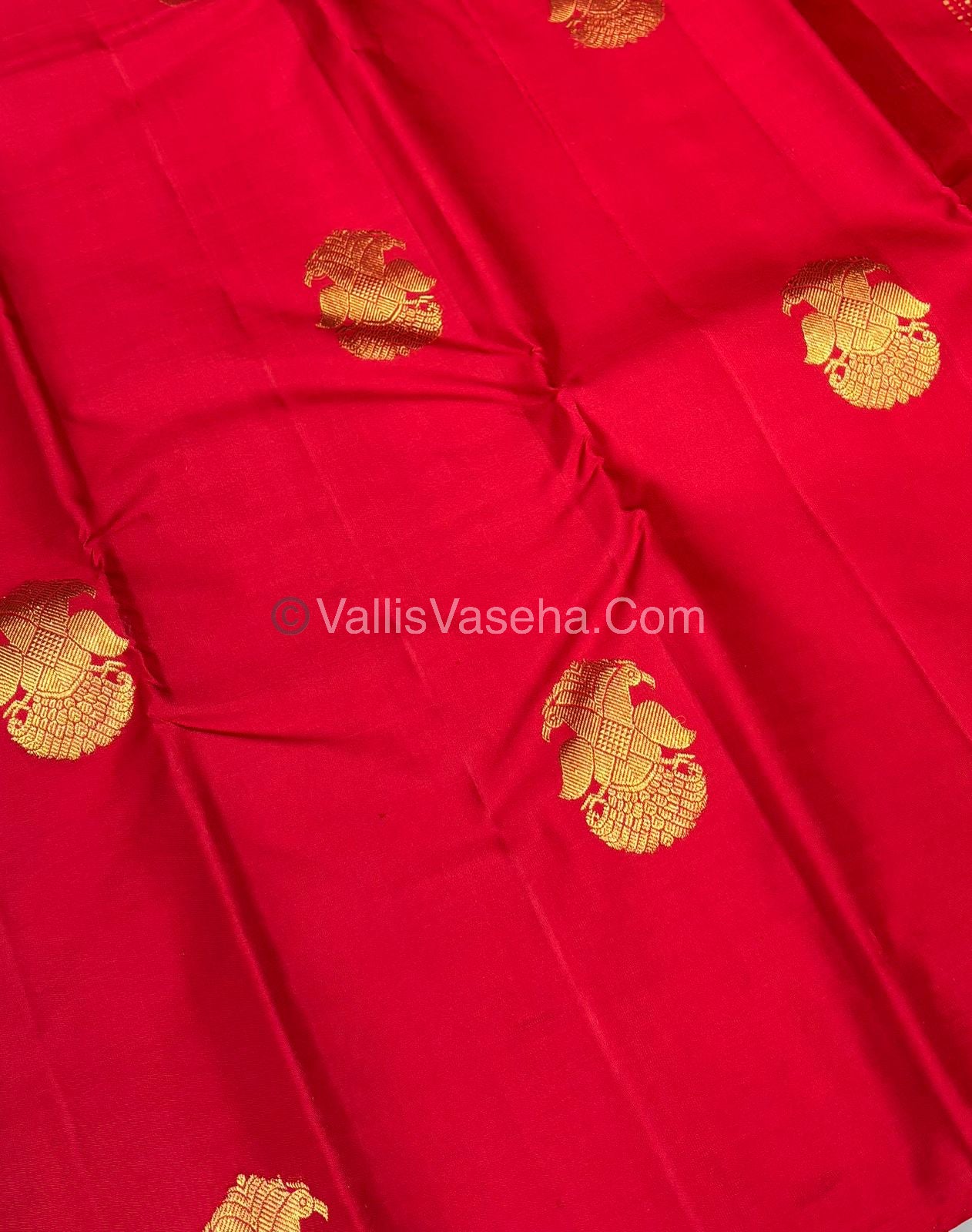 Pure Kanchipuram Silk Saree - Borderless - Red Shade - VVPS043