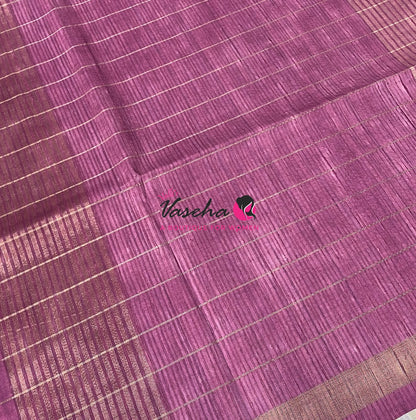Semi Art Tussar Silk  / Art Silk - Yellow & Purplish Wine - VVATS008