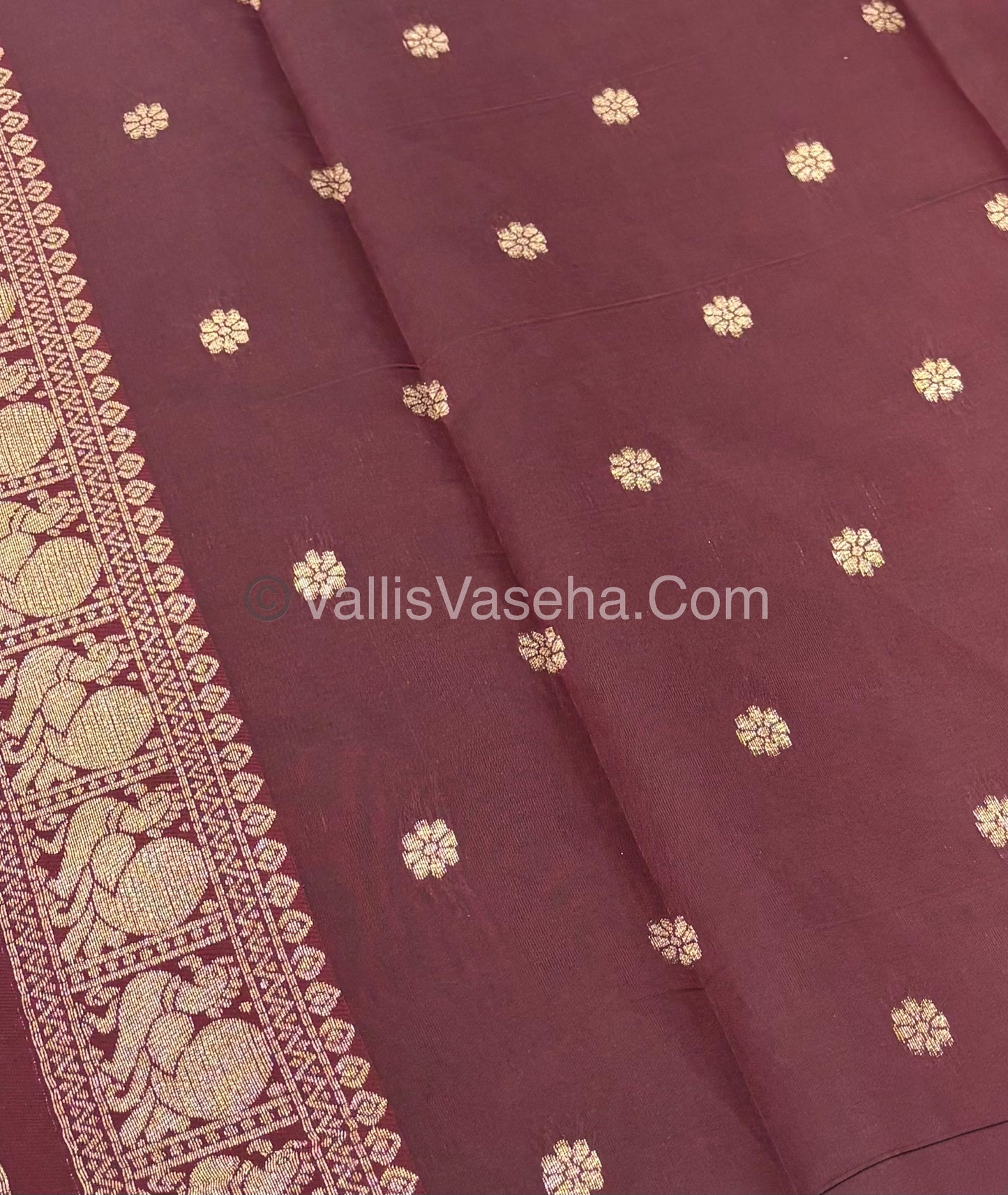 Kanchi Semi Silk - Mayil & Chakkaram design - Rust Orange with Brown - VVKSS005