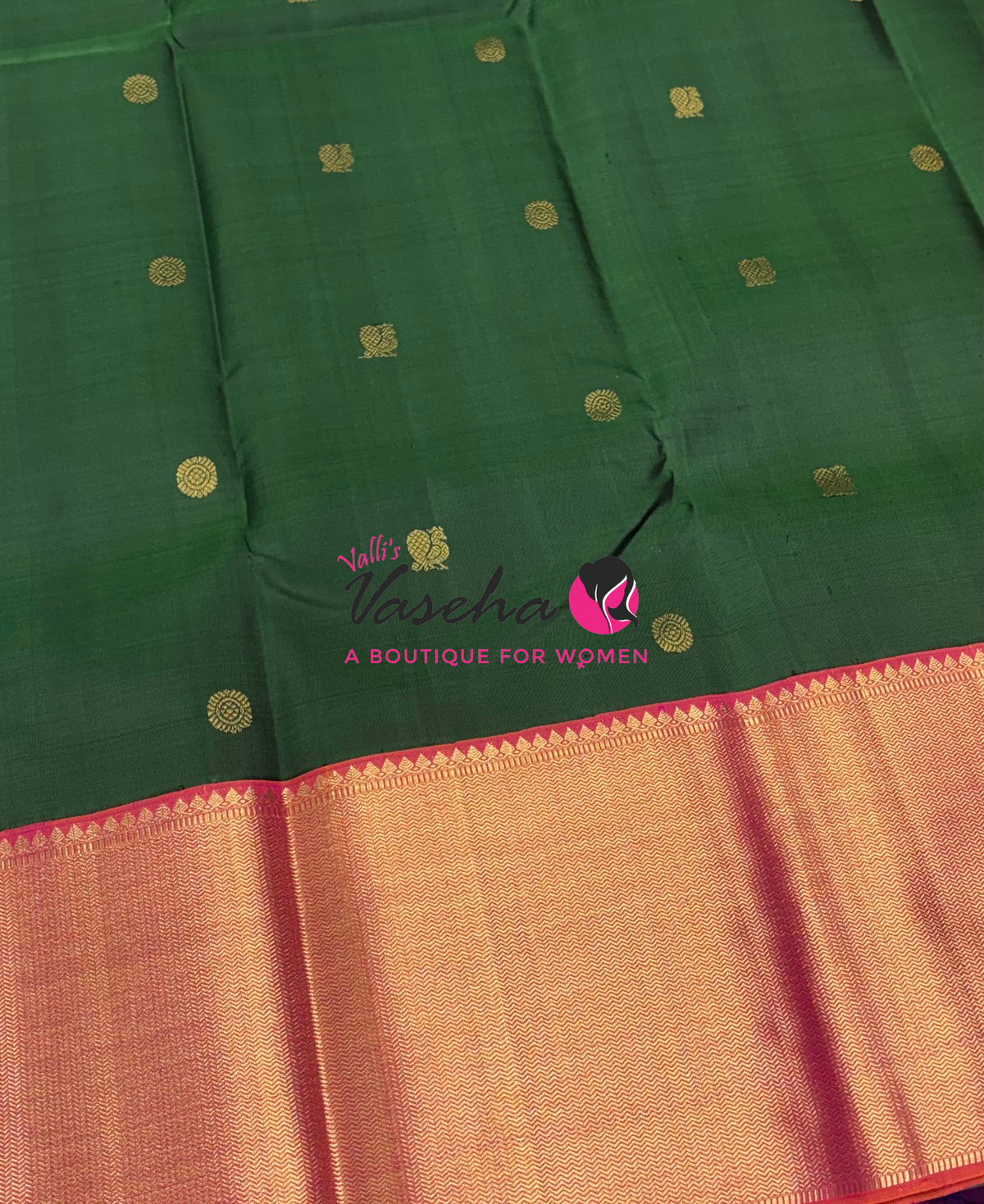 Pure Vintage Korvai Kanchipuram Silk Saree - Green With Peach - VVPS102