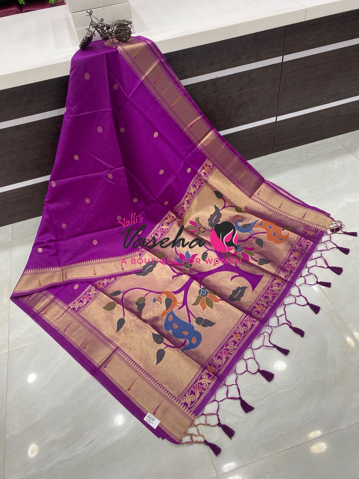 Semi Soft Paithani Saree - Purplish Pink Shade - VVSPS002