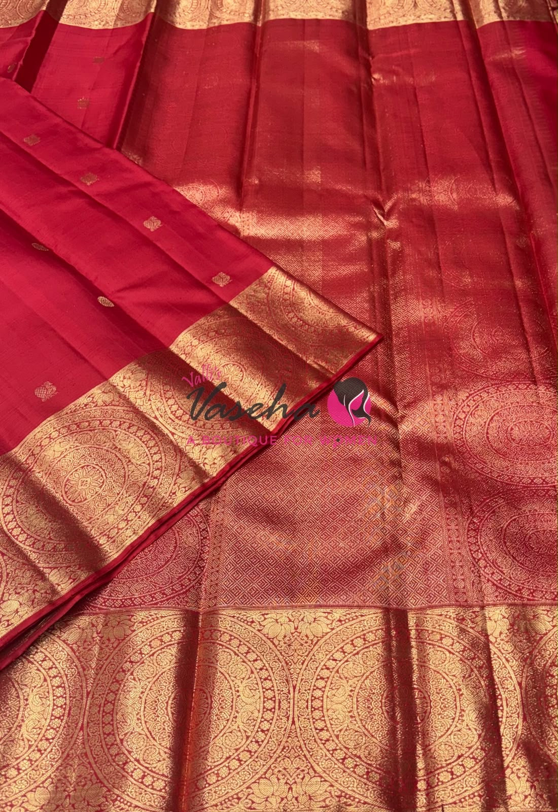 Pure Kanchipuram Silk Saree - Red Shade - VVPS051