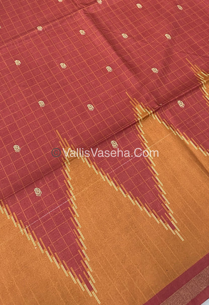 Semi Chanderi Saree - Rust Red & Orange Combo - VVSCS003