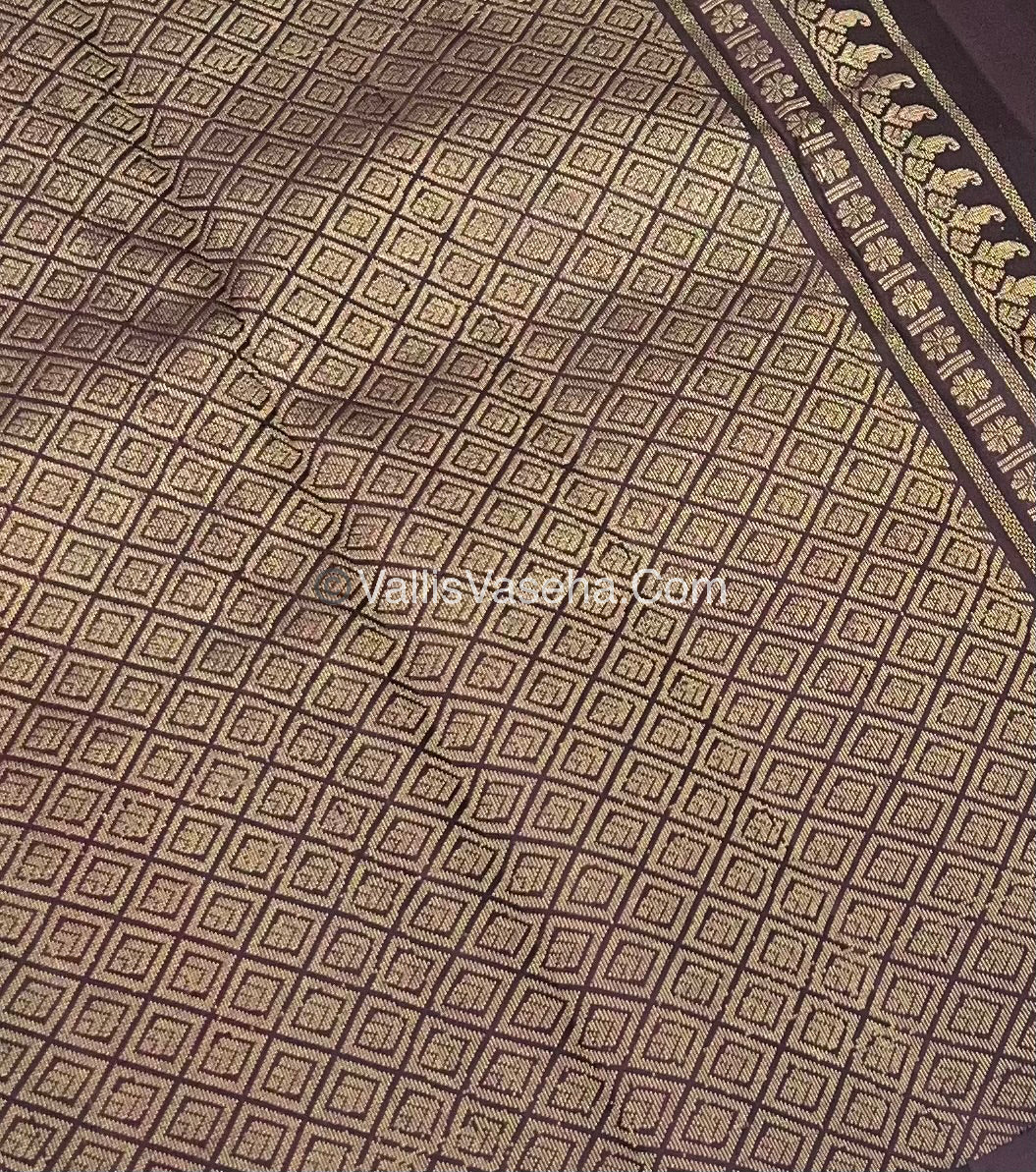 Pure Soft Silk Saree - One Side Border - Pastel Green & Coffee Brown Combo - VVPSS045