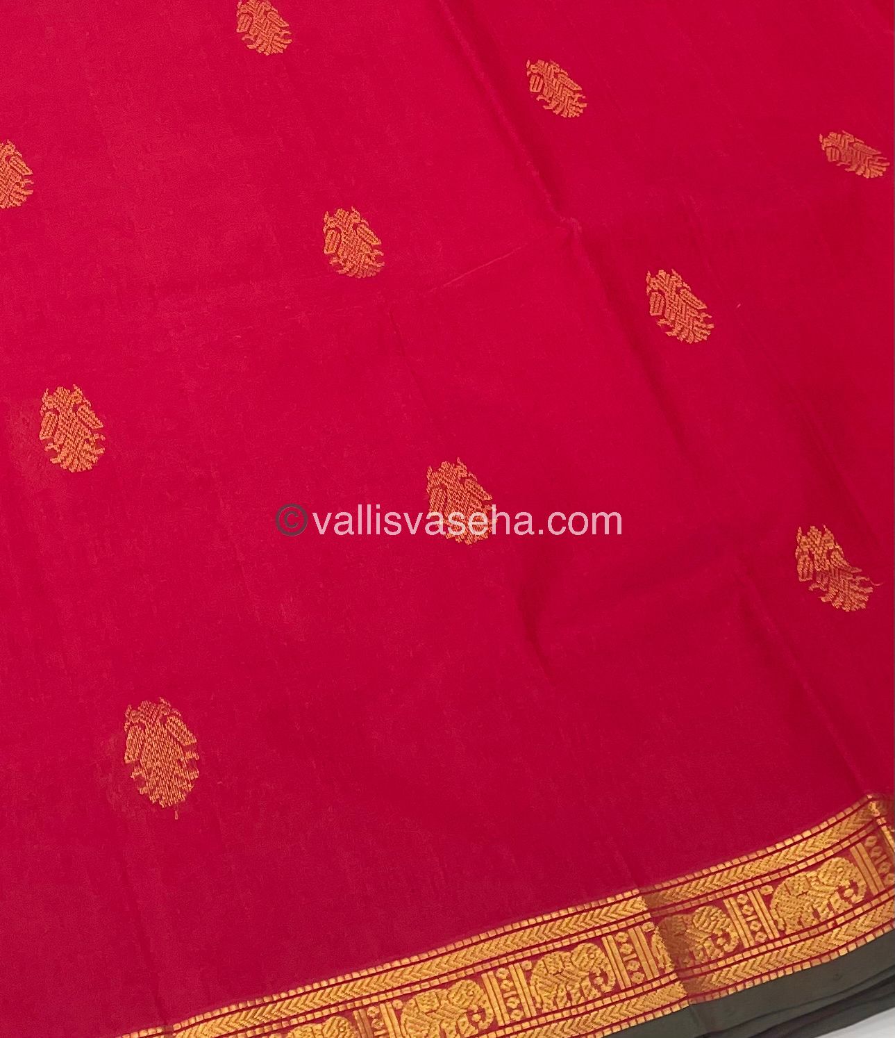 Pure Silk Cotton Saree - Retta Mayil Design - VVRMS001