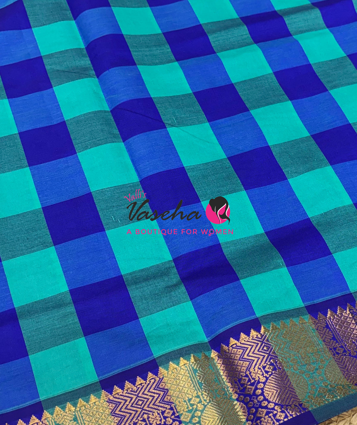 Semi Silk Cotton Saree |  Pazhum Pazhamum Checks Design |VVSSC018