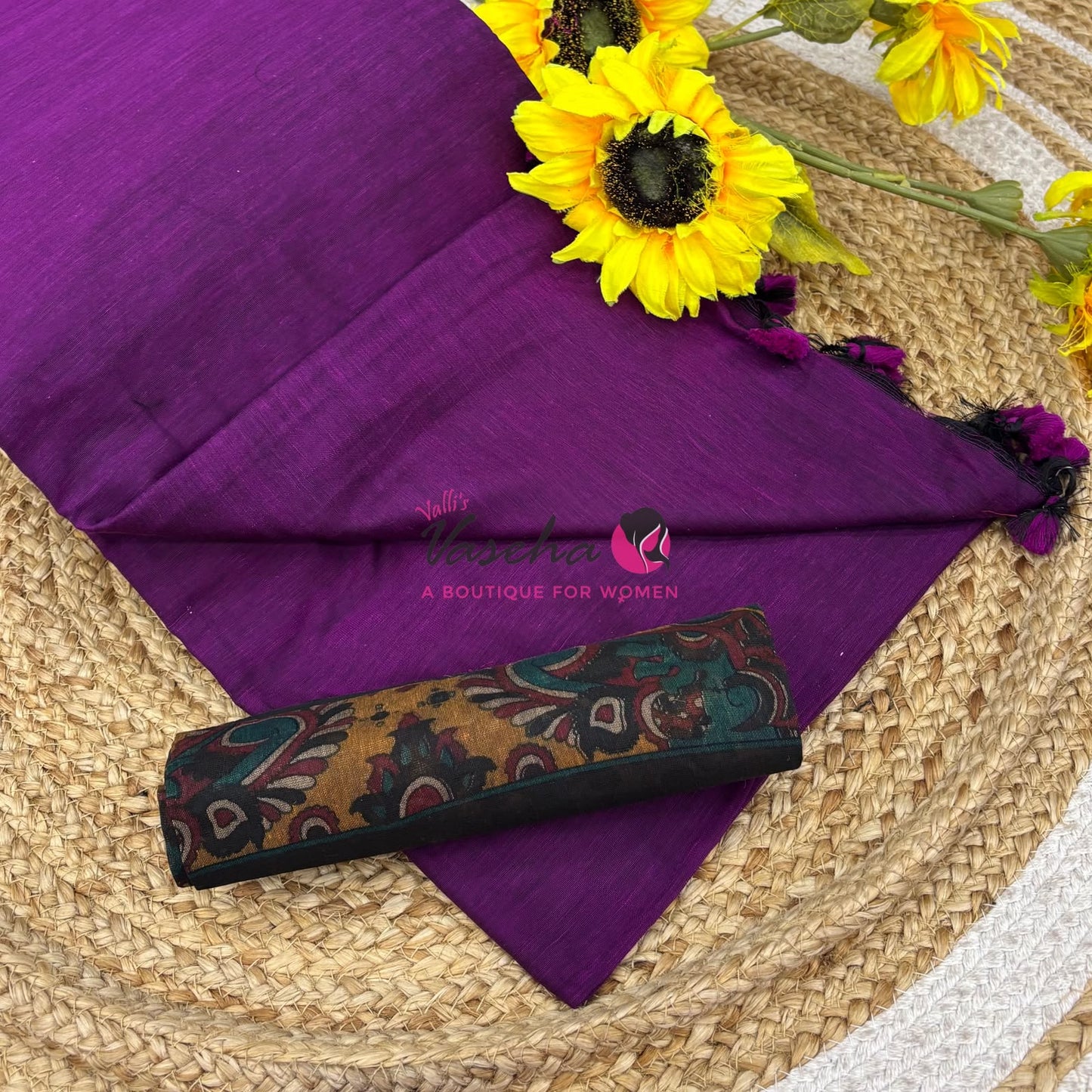Kadhi Cotton Sarees with Kalamkari Blouse - VVKCK002