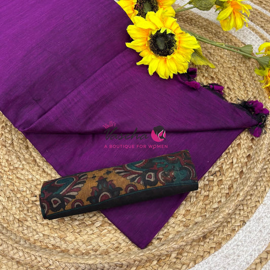 Kadhi Cotton Sarees with Kalamkari Blouse - VVKCK002