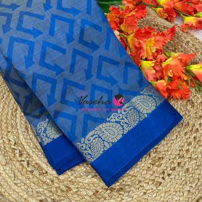 Semi Tussar Silk Saree | Ramar Blue Shade |VVSTS059
