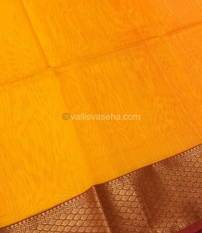 Pure Maheshwari Silk Cotton Saree -  Yellow Color - VVMSC005