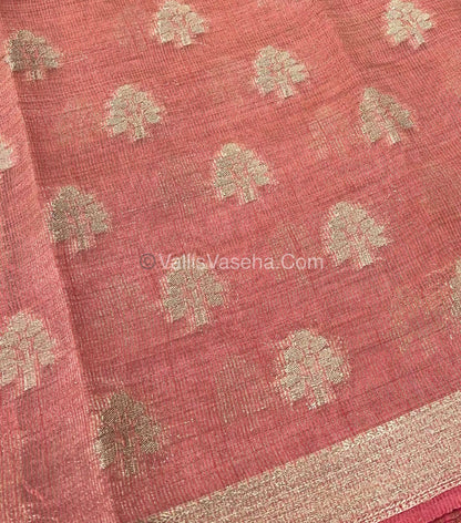 Semi Tussar Silk Saree - Peach Shade - VVSTS009