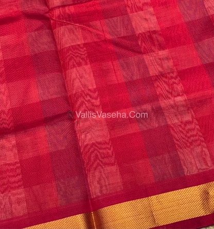 Pure Silk Cotton Saree - Nayantara Checks - Retta Petta Border - VVNCS001