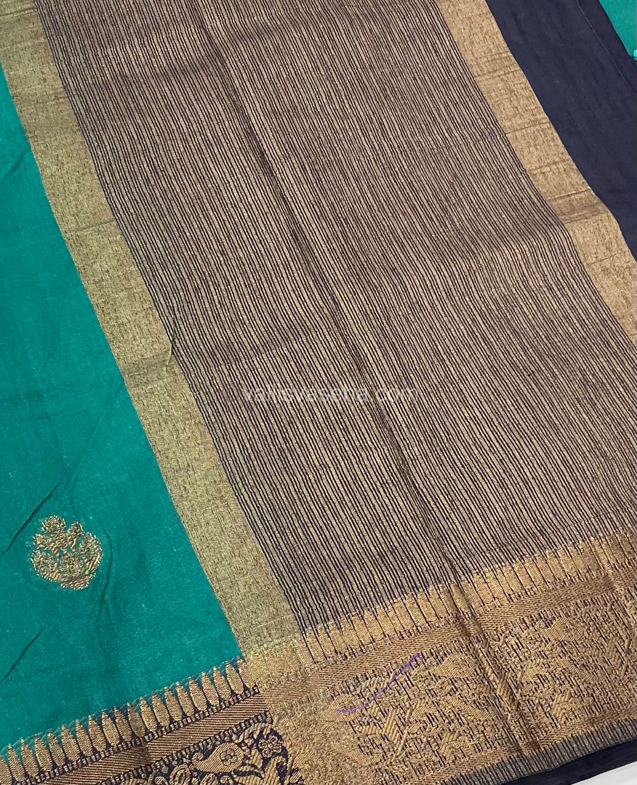 Bamboo Silk Saree - Ramar Blue With Navy Blue Shade - VVBSS001