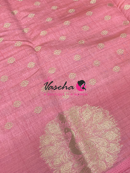 Semi Tussar Silk Saree | Light Peach Shade |VVSTS056
