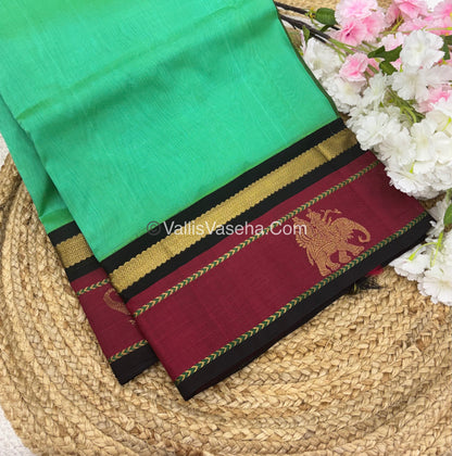 Pure Korvai Silk Cotton Saree - Border Elephant butta Design - VVKSC018