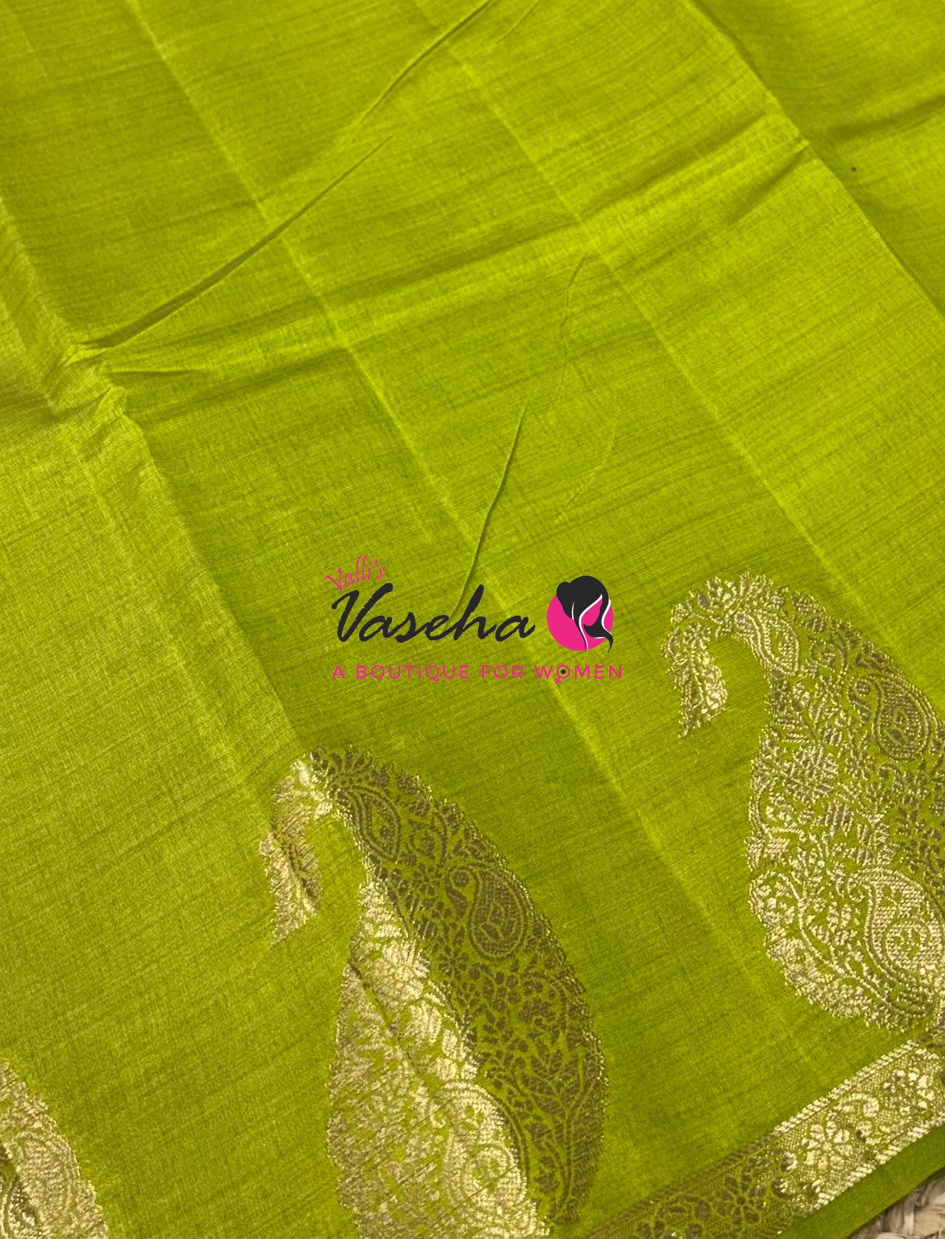 Semi Tussar Silk - Small Mango -  Green Shade - VVSTS002