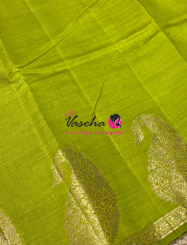 Semi Tussar Silk - Small Mango -  Green Shade - VVSTS002