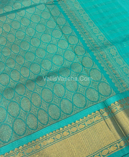 Pure Korvai Silk Cotton - Checks Pattern - Blue with Blue Shade  - VVKSC035