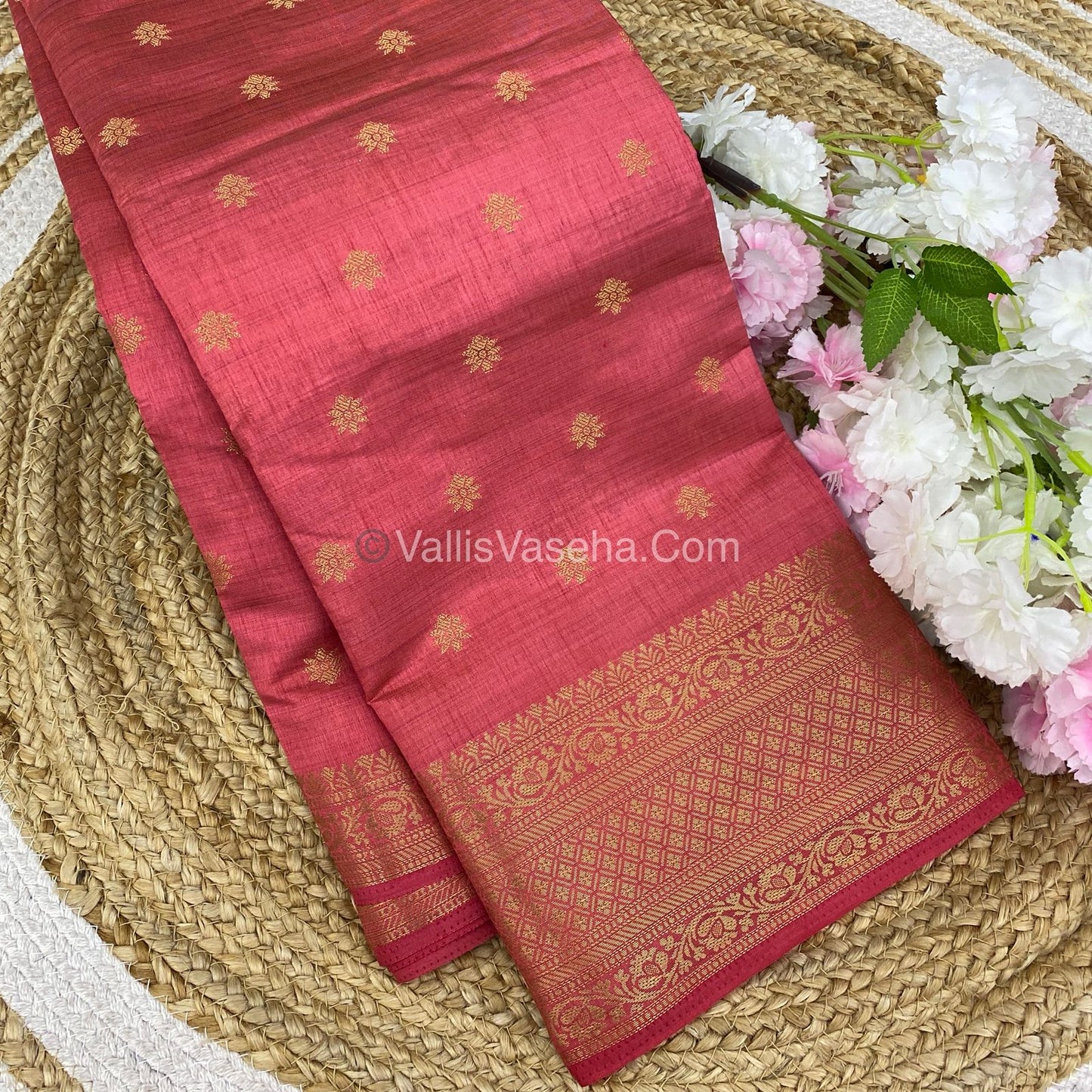 Semi Tussar Silk  - Light Peach Shade  - VVSTS014