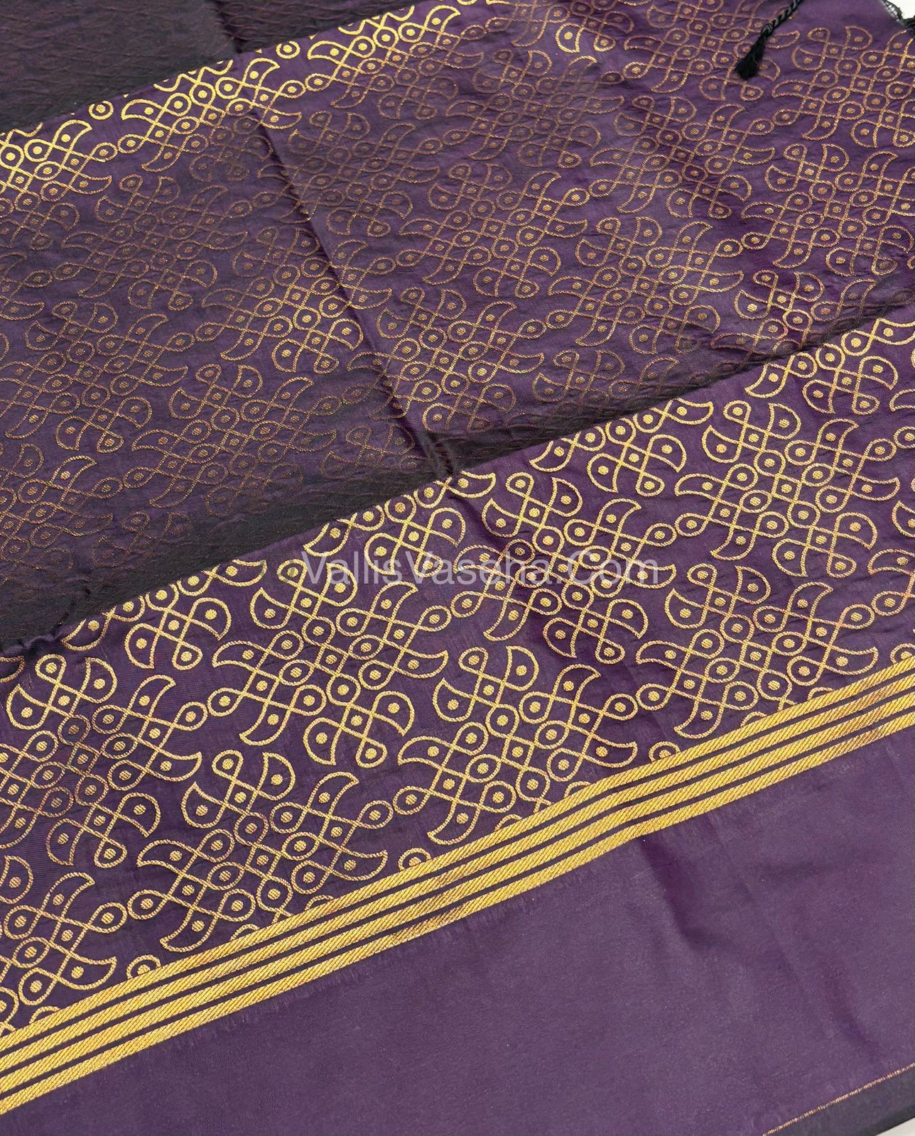 Semi Soft Silk - Kolam Design - Dark Purple / Navapala Shade -VVSSS029