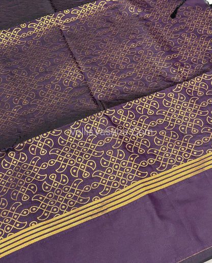 Semi Soft Silk - Kolam Design - Dark Purple / Navapala Shade -VVSSS029