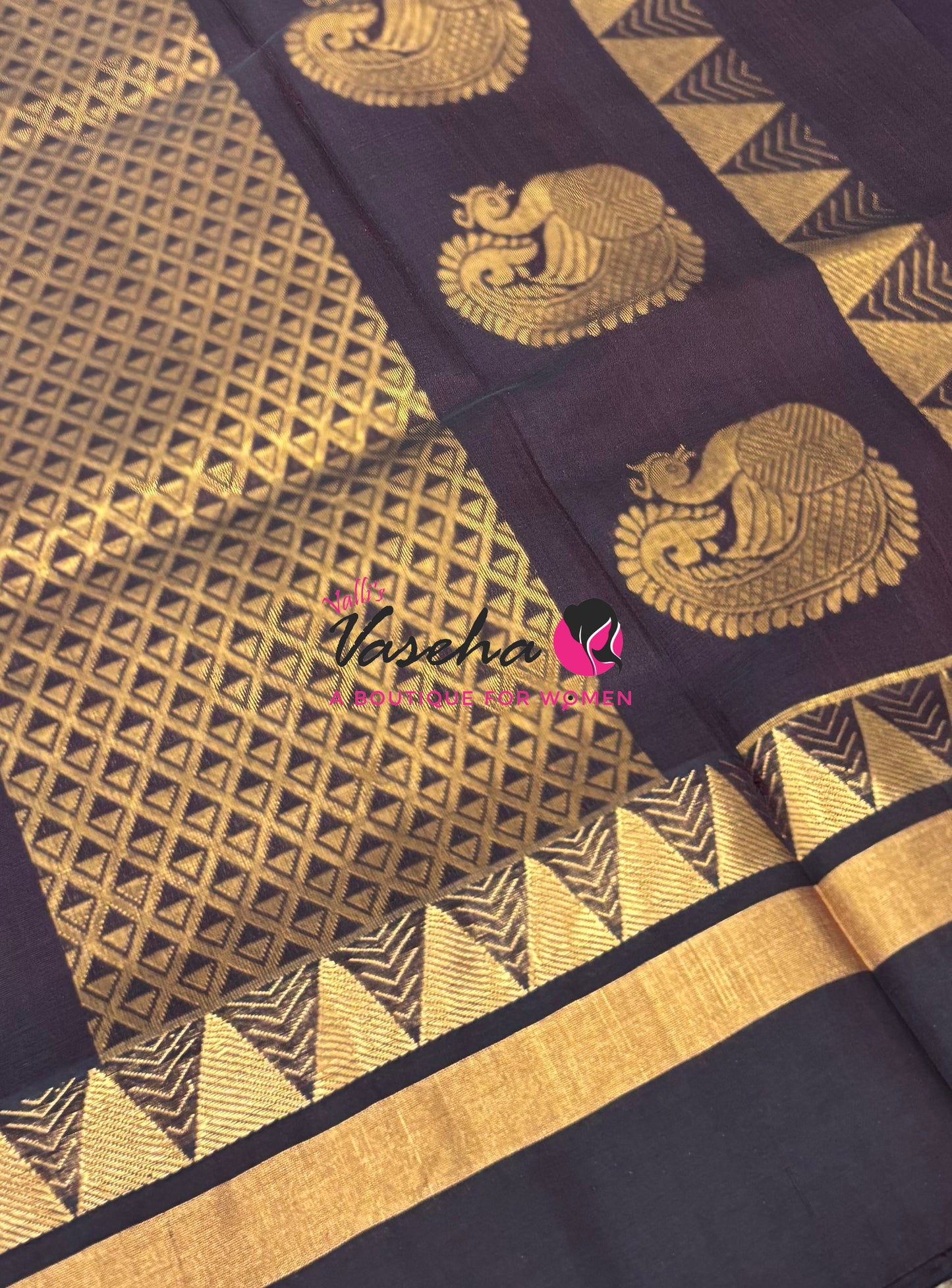 Pure Korvai Silk Cotton Saree - Lavendar with Brown -  VVKSC030