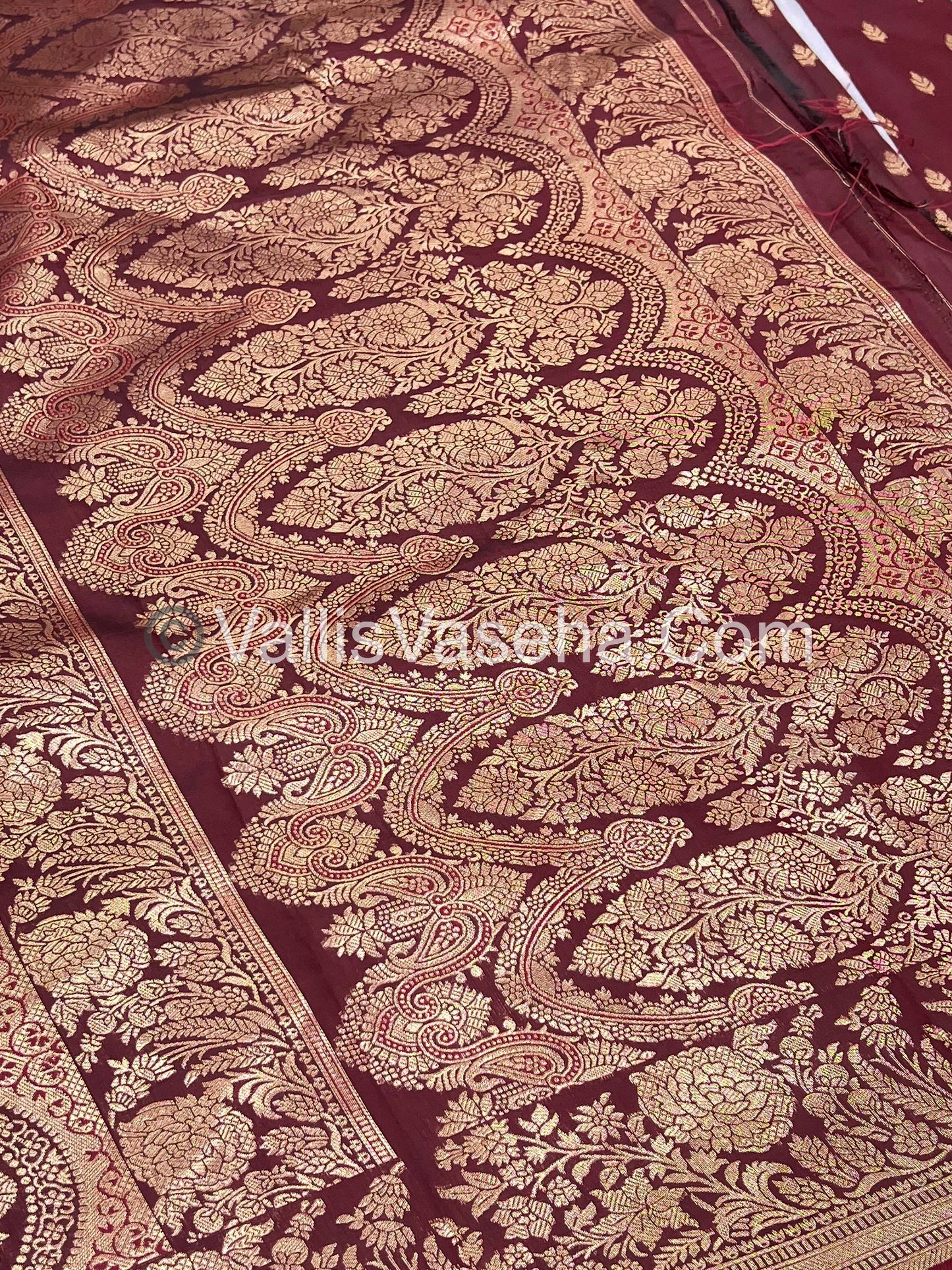 Semi Soft Silk with Border - Maroon Shade -VVSSS012