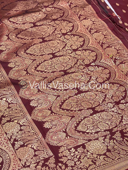 Semi Soft Silk with Border - Maroon Shade -VVSSS012