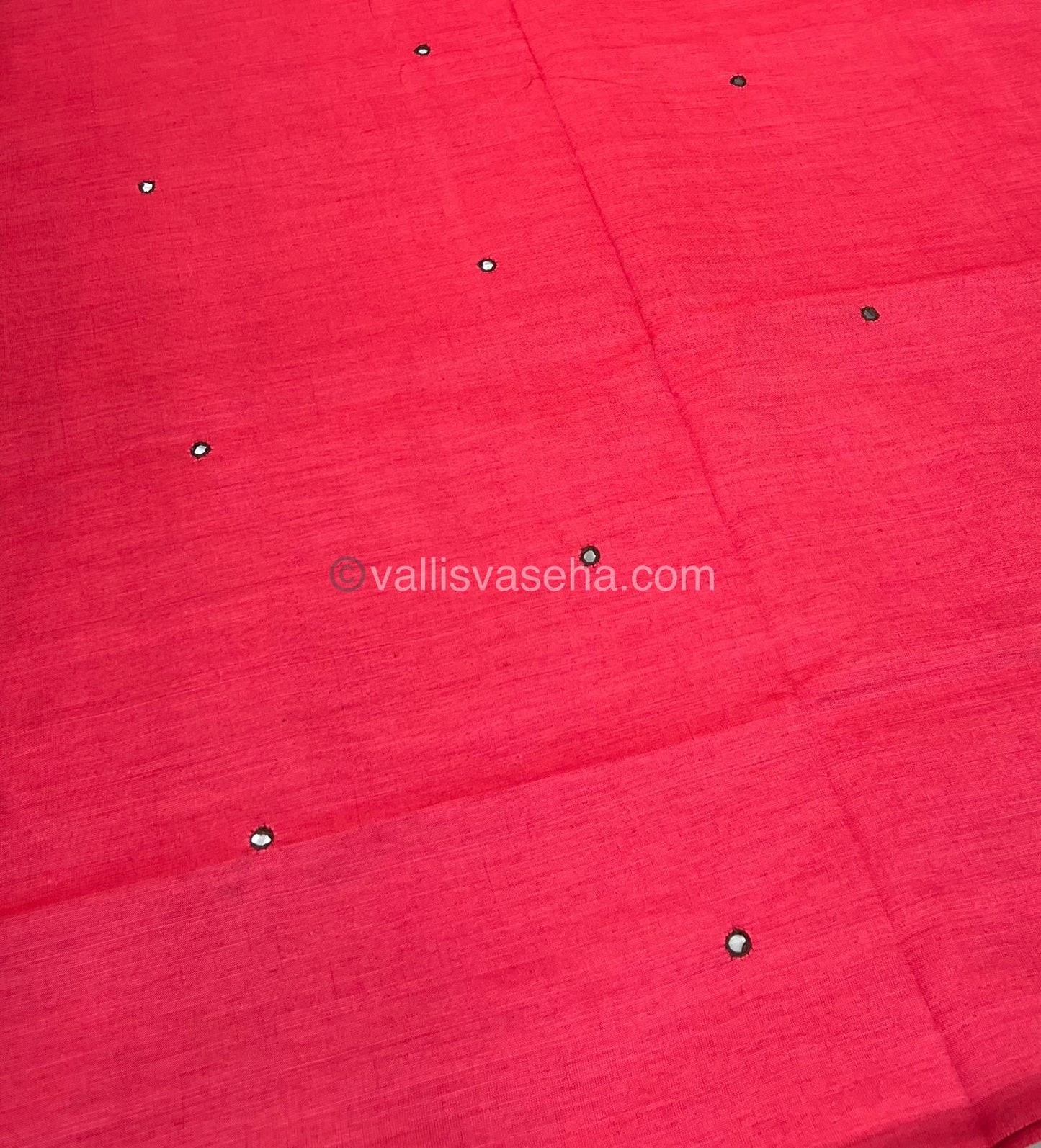 South Mixed Cotton - Mirror Work Embroidery - Peachish Pink with Brown - VVPCM002