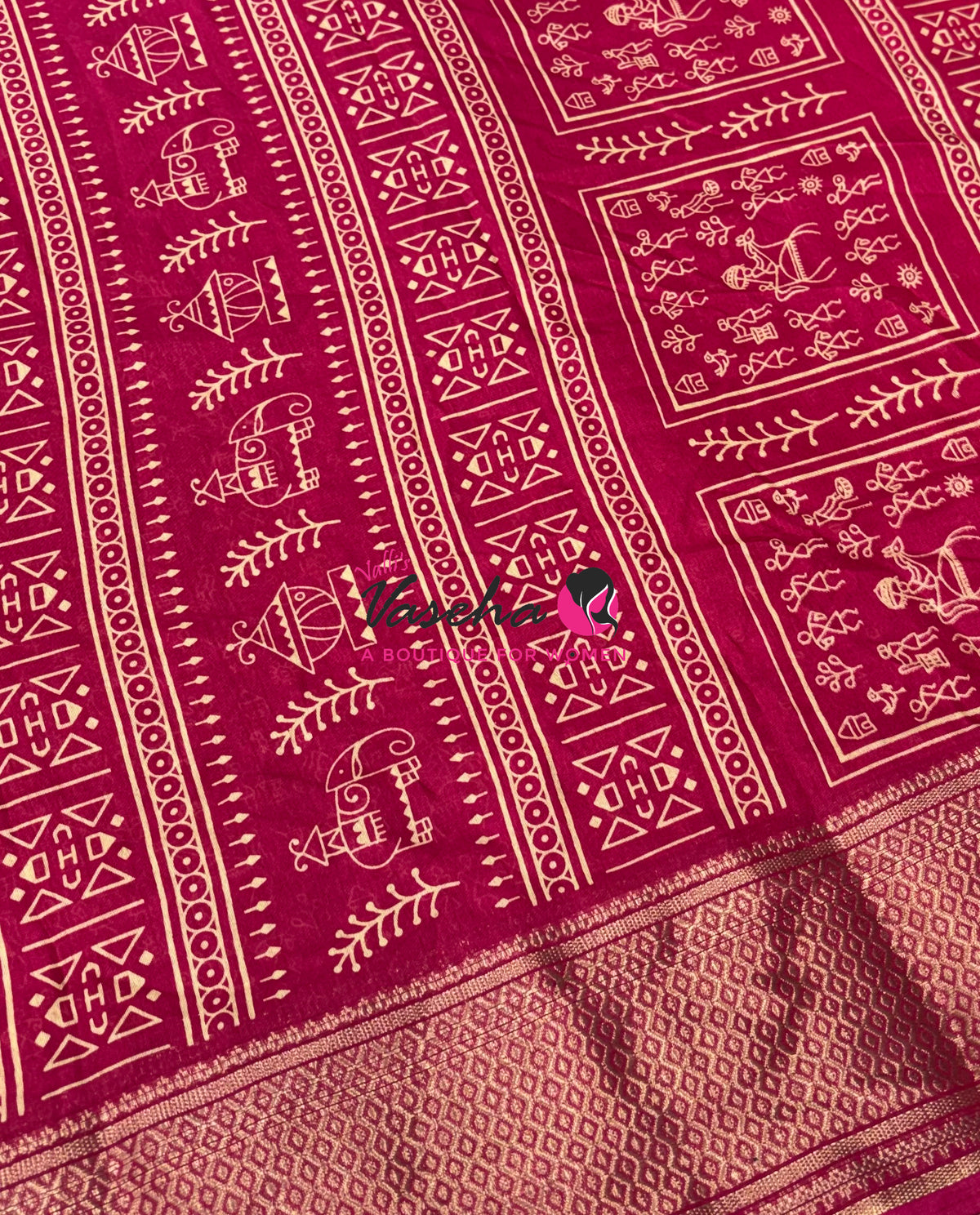 Semi Binny Silk - Varli Design - Pink Blue Shade  - VVSBS010