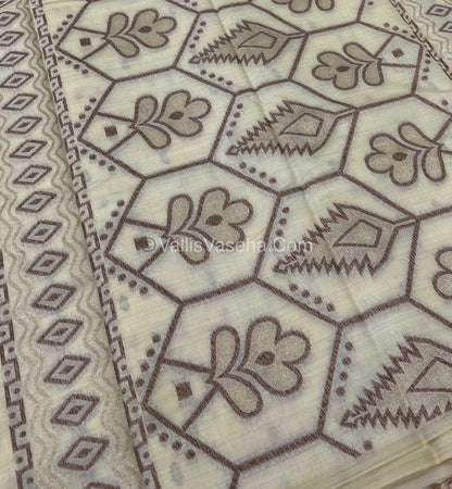 Cherry Tussar - Semi Tussar Silk - White Shade - VVSTS009
